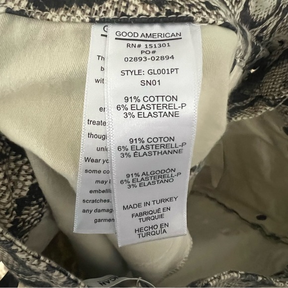 NWT - Good American - Snakeskin Pattern Pants Jeans - Cream/Black - 12 - Picture 11 of 11